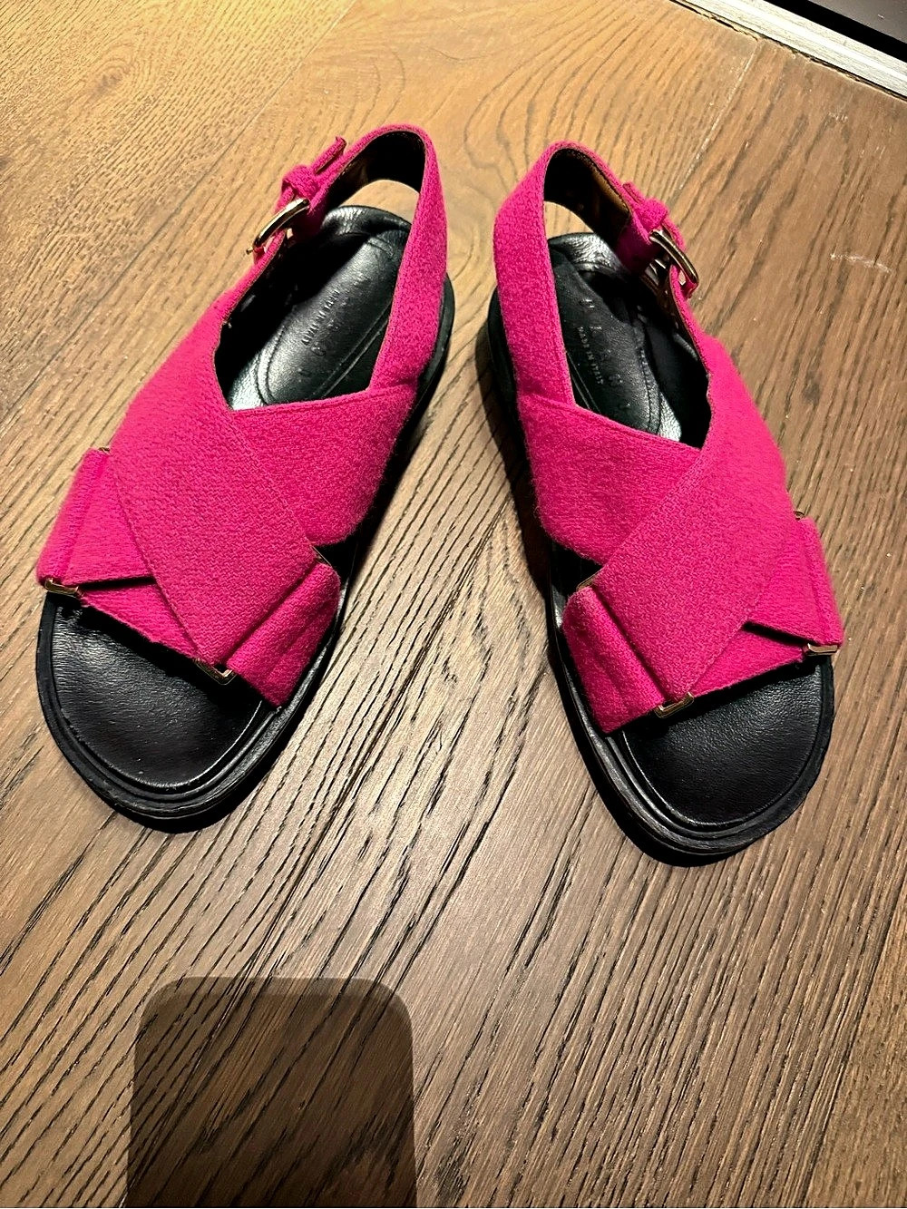 Marni Fussbett Criss-Cross Slingback Sandals Pink & Black